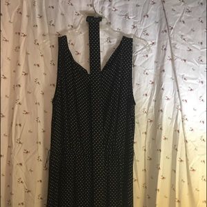 Sleeveless swiss print black and white sleeveless dress with attached bill